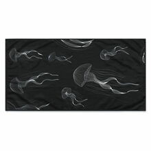 Rannarätik DecoKing Jellyfish, 90 x 180 cm, must