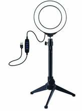 LED rõngaslamp Puluz 12 cm must koos laua statiiviga USB