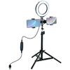 Puluz LED rõngaslamp 16 cm koos statiiviga kuni 70 cm ja topelt telefonihoidjaga USB