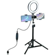Puluz LED rõngaslamp 16 cm koos statiiviga kuni 70 cm ja topelt telefonihoidjaga USB