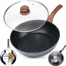 Graniitkattega pann klaaskaanega Vilde Black&Wood, alumiinium, 28 cm, 3,5 l