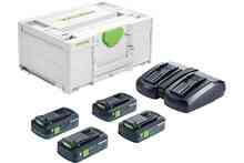 Akude ja laadija komplekt Festool SYS 18V 4x4,0/TCL 6 DUO 577104