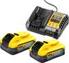 Laadija ja akude komplekt DeWalt DCB1104H2-QW, 18V, 2x5.0Ah, Powerstack