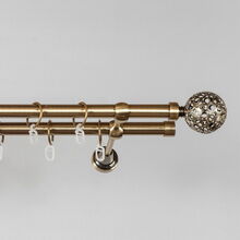 Topelt metallist kardinapuu komplekt Hesora Modena-Lunas, 200 cm, 19 mm, hele antiikkuld