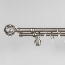 Metallist kardinapuu komplekt Hesora Modena-Lunas, 200 cm, 19 mm, matt hõbe, topelt