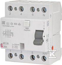 Rikkevoolukaitse ETI EFI6-P4 A, 4P, 25 A, 415 V, 30 mA