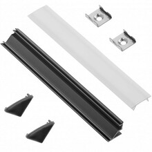 LED liistu profiili komplekt GTV Glax, nurgaga, 45 kraadi, must, 2 m