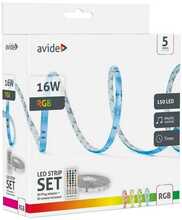 LED riba komplekt Avide, IP65, 16W, RGB, 5m, puldiga, muusikakontroller