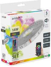LED ribade komplekt Avide, IP65, 16W, RGB, 5m, muusikakontrolleri ja puldiga