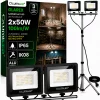 Halogeen-LED prožektor statiiviga, 2x50W
