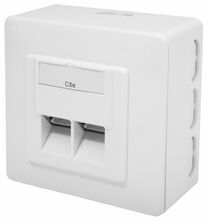 Pistikupesa Digitus CAT 5e, DN-9002-N, 2x RJ45, valge, varjestatud