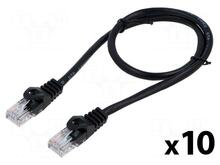 Võrgukaabel Lanberg PCU6-20CC-0050-BK, Cat6, UTP, 0.5 m, must, 10 tk pakis