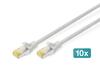 Võrgukaablite komplekt Digitus CAT 6A S/FTP, RJ45 M/M, 5 m, hall, 10 tk