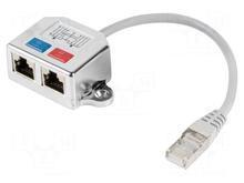 Võrguadapter Lanberg AD-0026-S, RJ45 / 2x RJ45 FTP, hõbe