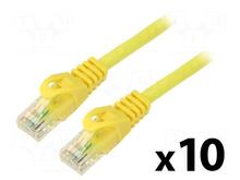 Võrgukaabel Lanberg PCU5-20CC-0200-Y, Cat5e, UTP, 2 m, kollane, 10 tk pakis