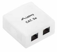 Pinnapealne pistikupesa Lanberg OU5-0002-W, UTP Data Box, 2x RJ45, Cat5e, valge