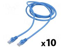 Võrgukaablite komplekt Lanberg PCU6-10CC-0200-B, Cat5e U/UTP, 2 m, sinine, 10 tk