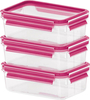 Toidukarbi komplekt Emsa Food Clip&Close 515582, 0,55 L, läbipaistev/roosa, 3 tk