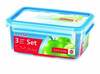 Toidukonteinerite komplekt Emsa Clip & Close, 0,55 L, 1,0 L, 2,3 L, läbipaistev/sinine