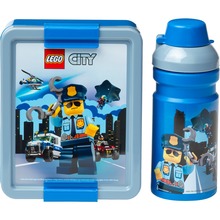 Lõunasöögikarp ja joogipudeli komplekt Lego City, sinine/hõbedane, 2 tk