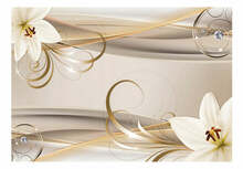 Fototapeet Artgeist Lilies And The Gold Spirals, XXLNEW011523, 210 cm x 300 cm