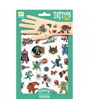 Ajutiste tätoveeringute komplekt Djeco Heroes vs Villains, DJ09614, 50+ tk