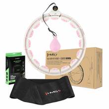 Võimlemisrõnga komplekt HMS Hula Hoop HHW06, 45 cm, roosa, raskuspalli ja loenduriga, vöötugi BR163, must, plus-suurus
