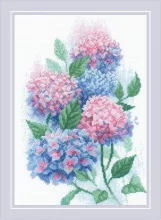 Tikkimiskomplekt Riolis Graceful Hydrangeas SR2139, 21 x 30 cm
