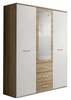 Riidekapp ASM Dino 3D3S, 135 x 55 x 191 cm, peegliga, tamm/valge