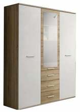 Riidekapp ASM Dino 3D3S, 135 x 55 x 191 cm, peegliga, tamm/valge