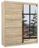 Riidekapp ADRK Furniture Caro 180, 58 x 180 x 215 cm, peegliga, tamm (Sonoma)