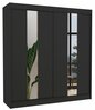 Riidekapp Adrk Furniture Balton 200, 58 x 200 x 215 cm, peegliga, must