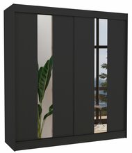 Riidekapp Adrk Furniture Balton 200, 58 x 200 x 215 cm, peegliga, must