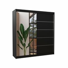 Peegliga riidekapp ADRK FURNITURE OLIVER 200, must, 58 cm x 200 cm x 215 cm