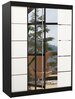 Riidekapp ADRK Furniture Nordic 150, 150 x 58 x 200 cm, peegliga, must/valge