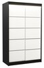 Riidekapp Adrk Furniture Benisso 120, liugustega, LED valgustusega, 58 x 120 x 200 cm, valge/must