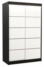 Riidekapp Adrk Furniture Benisso 120, liugustega, LED valgustusega, 58 x 120 x 200 cm, valge/must