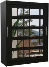 Riidekapp Adrk Furniture Murani 150, liugustega, peegliga, 150 x 58 x 200 cm, must