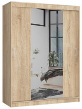 Riidekapp Akord 150 CLP, 60 x 150 x 200 cm, peegliga, sonoma tamm/pruun