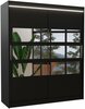 Riidekapp Adrk Furniture Toledo 180, 58 x 180 x 215 cm, LED valgustusega, peegliga, must