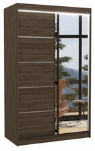 Riidekapp Adrk Furniture Nicea 120, 120 x 200 x 58 cm, LED valgustusega, peegliga, tumepruun