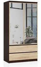 Riidekapp Akord S90, 51 x 90 x 180 cm, peegliga, sonoma tamm/tumepruun