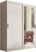Riidekapp Adrk Furniture Hailey 160, 160 x 60 x 205 cm, peegliga, valge