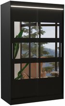 Riidekapp Adrk Furniture Kolorado 120, liugustega, peegli ja LED valgustusega, 58 x 120 x 200 cm, must