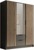 Riidekapp Adrk Furniture Neri 150, 150 x 51 x 200 cm, peegliga, pruun/must