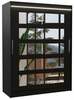 Liugustega riidekapp Adrk Furniture Murani 150, 58 x 150 x 200 cm, LED valgustusega ja peegliga, must
