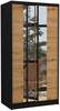 Riidekapp Adrk Furniture Ksawer 100, 100 x 58 x 200 cm, peegliga, tamm/must