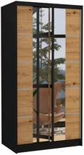 Riidekapp Adrk Furniture Ksawer 100, 100 x 58 x 200 cm, peegliga, tamm/must