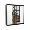 Riidekapp Adrk Furniture Perqs 200, liugustega, peegliga, 58 x 200 x 215 cm, must/valge