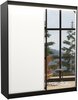 Riidekapp Adrk Furniture Viki 180, liugustega, peegliga ja LED valgustusega, 58 x 180 x 215 cm, must